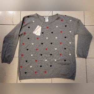 Bartolini heart print wool blend sweater Size XL **New With Tags**